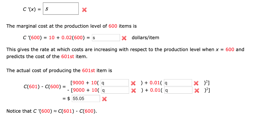 Solved EXAMPLE 8 Suppose C(x) is the total cost that a | Chegg.com
