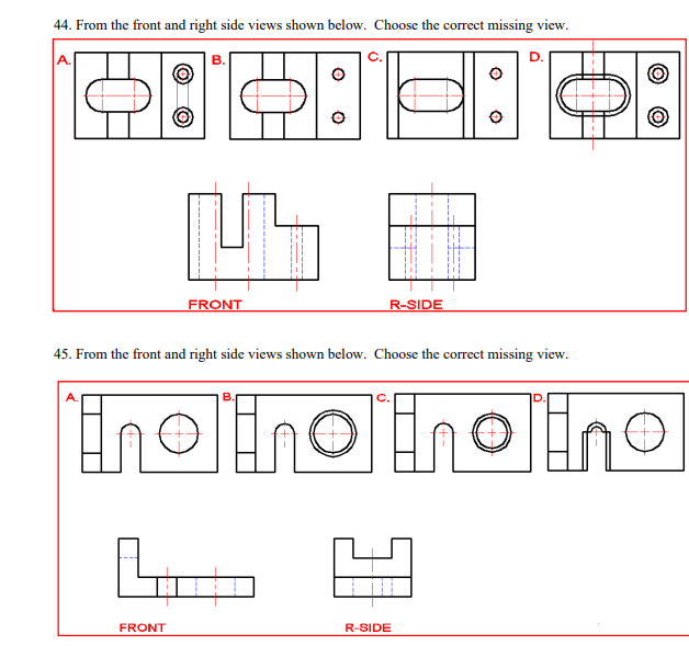 Solved 44. From the front and right side views shown below. | Chegg.com