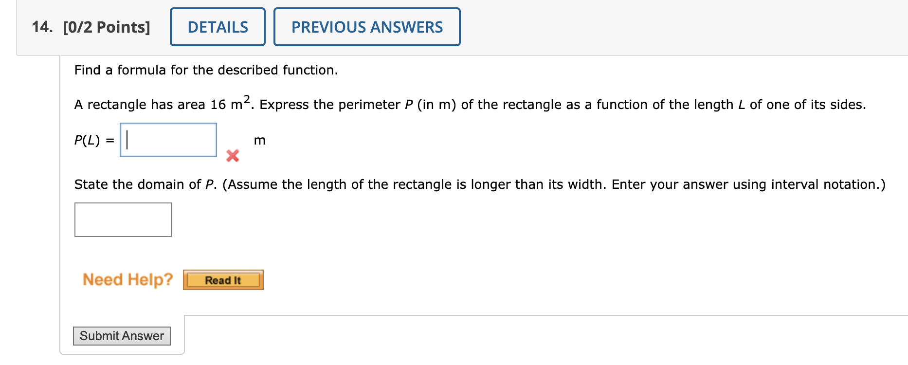 Solved Find a formula for the described function. A | Chegg.com