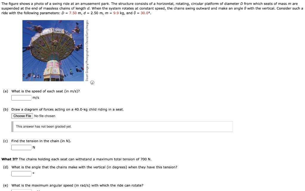 Solved The figure shows a photo of a swing ride at an | Chegg.com