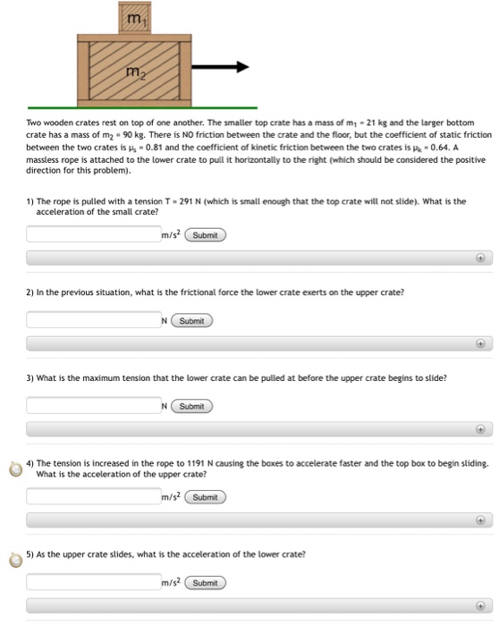 Solved M2 Two Wooden Crates Rest On Top Of One Another. The | Chegg.com