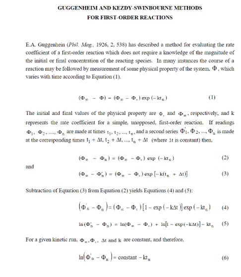 Solved GUGGENHEIM AND KEZDY-SWINBOURNE METHODS FOR | Chegg.com
