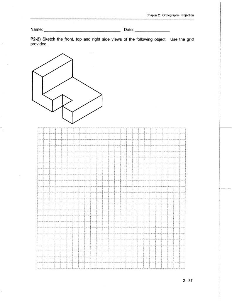 Solved Chapter 2: Orthographic Projection Name: Date: P2-2) | Chegg.com