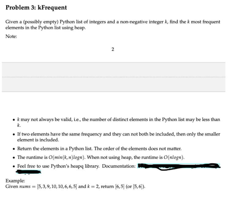 Solved Problem 3: kFrequent Given a (possibly empty) Python | Chegg.com