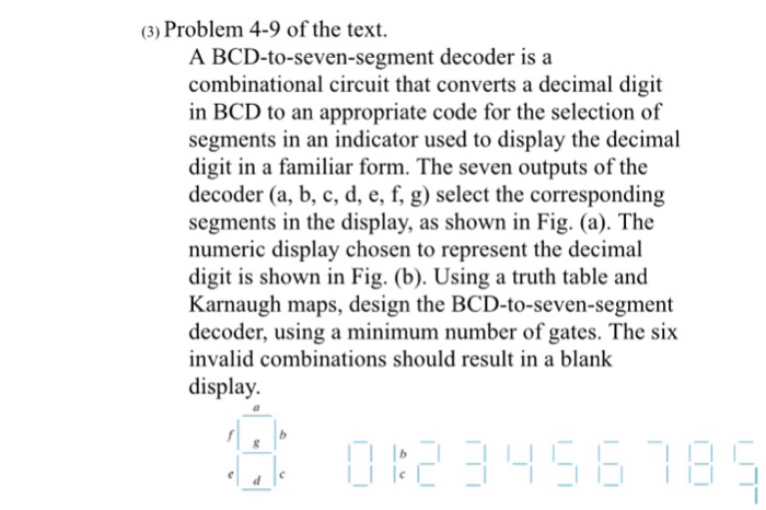 Solved (8) Problem 4-9 of the text A BCD-to-seven-segment | Chegg.com