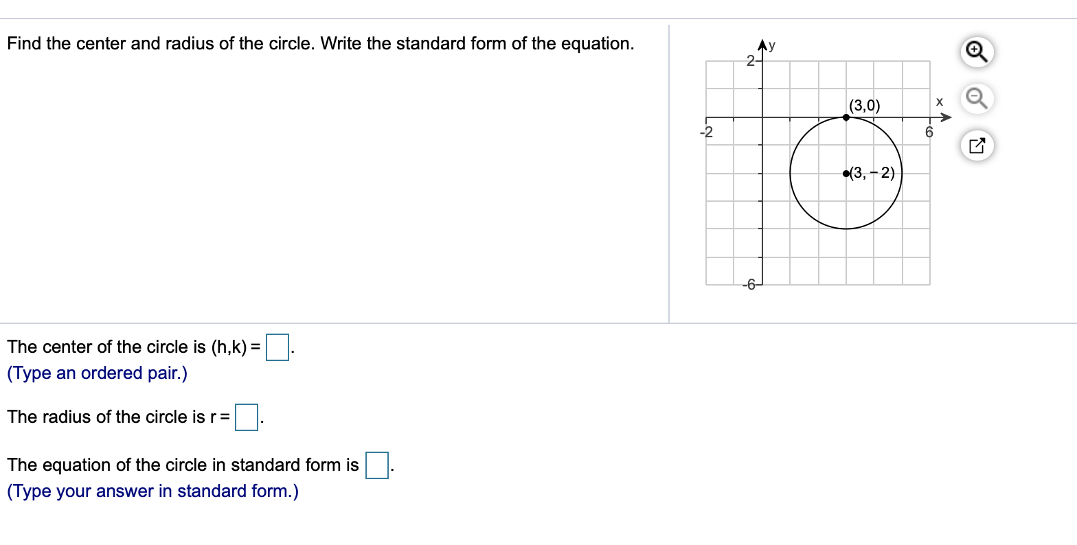 Find the center and radius of the circle. Write the  Chegg.com