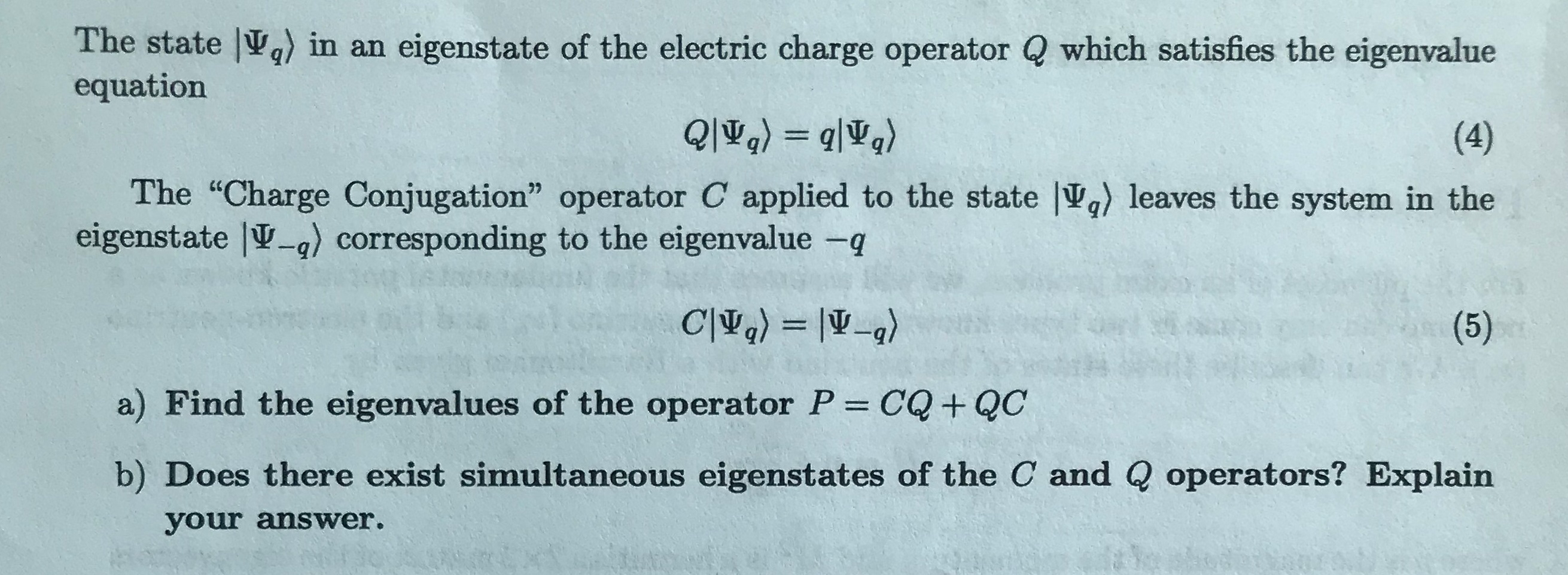 Solved The State G In An Eigenstate Of The Electric Char Chegg Com