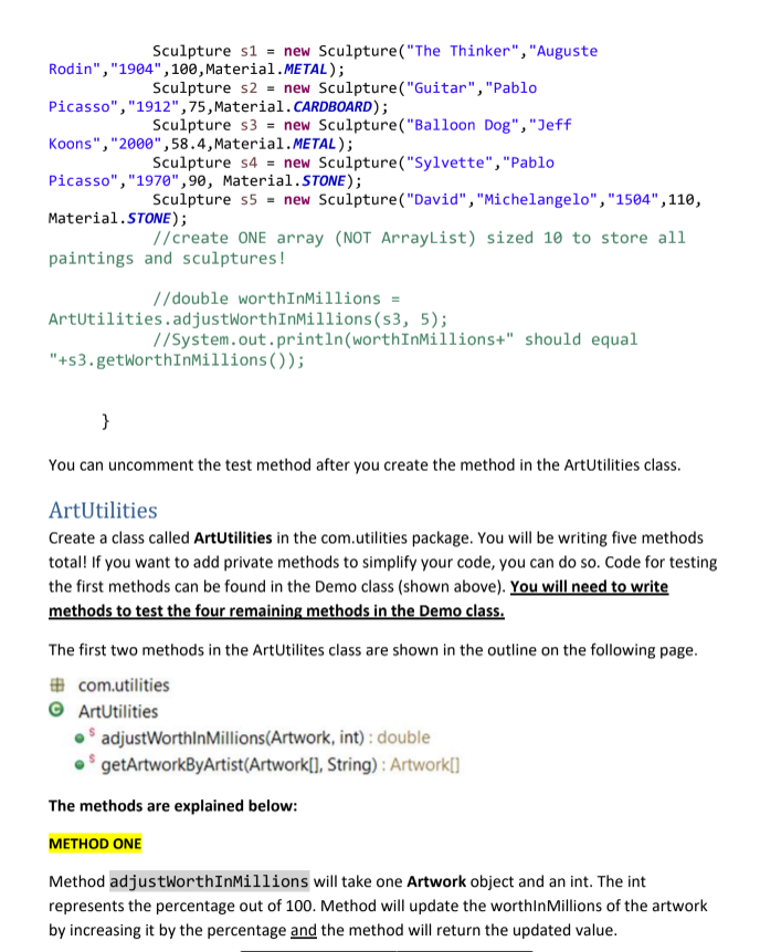 Solved You will be creating classes and methods for a | Chegg.com