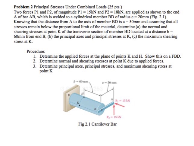 Solved Problem 2 Principal Stresses Under Combined Loads (25 | Chegg.com