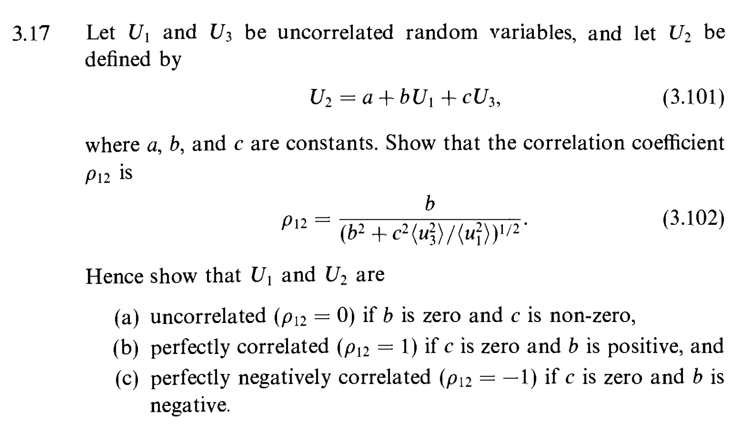 3.17 Let U, and U3 be uncorrelated random variables, | Chegg.com