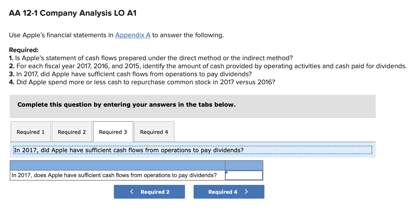 AA 12-1 Company Analysis LO A1 Use Apple's financial | Chegg.com