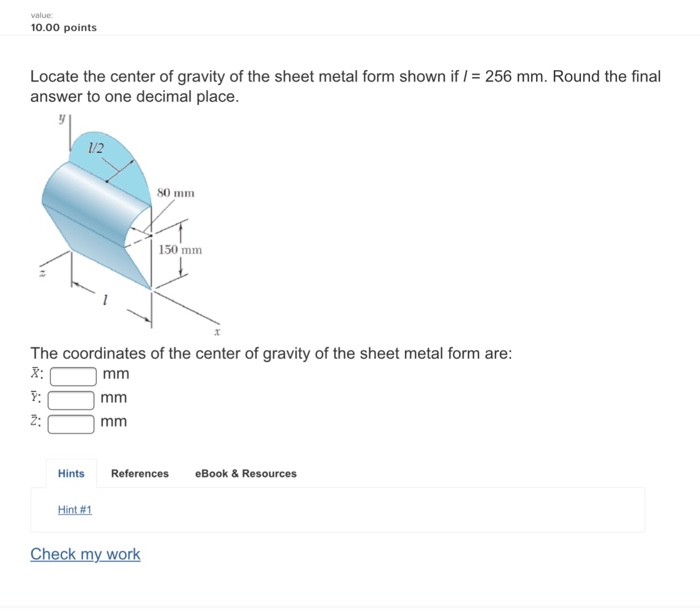 Solved Locate the center of gravity of the sheet metal form