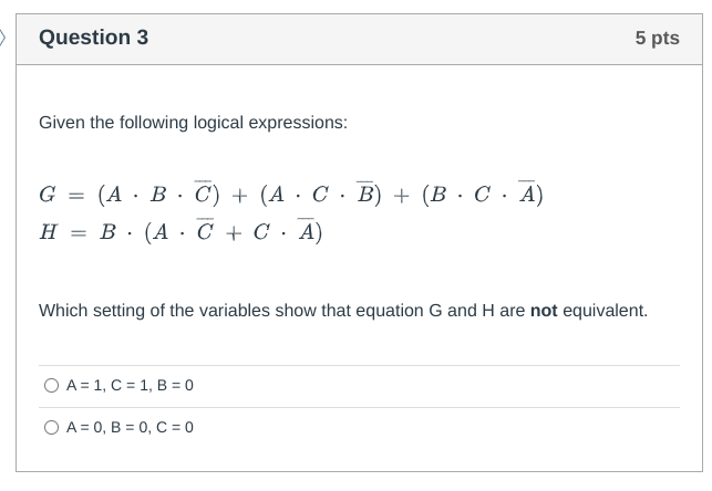 Solved Given the following logical expressions: | Chegg.com
