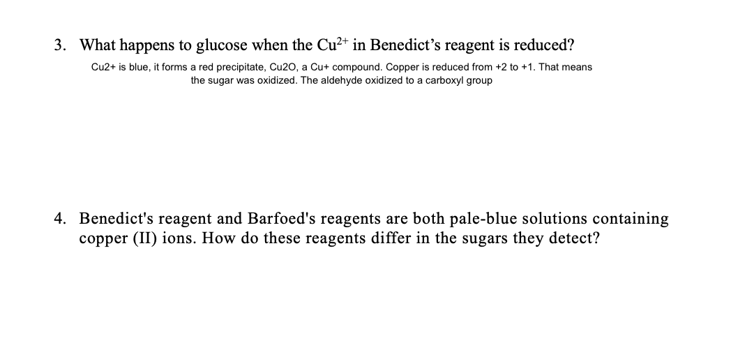 Solved 3. What happens to glucose when the Cu2+ in | Chegg.com