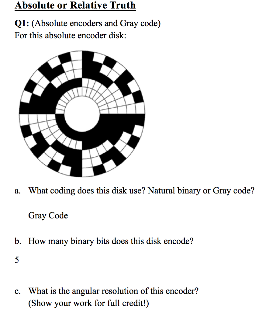 Solved Absolute or Relative Truth Q1: (Absolute encoders and | Chegg.com