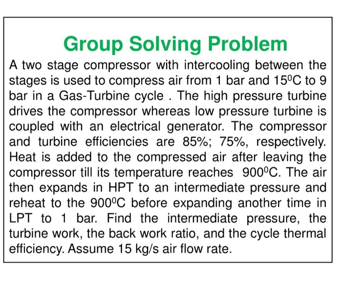 Solved A two stage compressor with intercooling between the