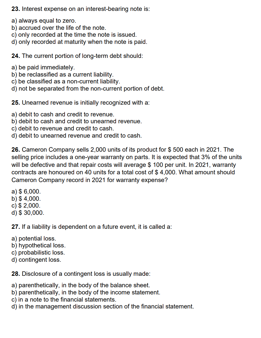 solved-23-interest-expense-on-an-interest-bearing-note-is-chegg