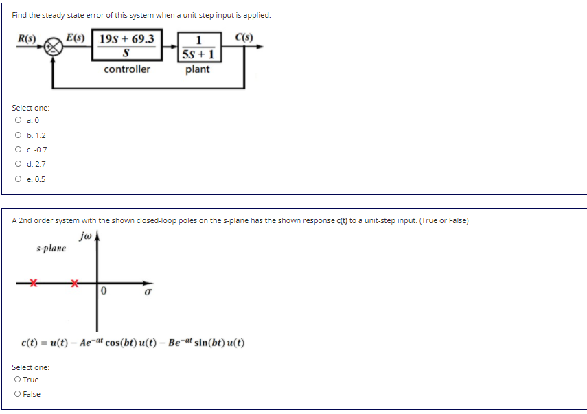 Solved Find the steady-state error of this system when a | Chegg.com