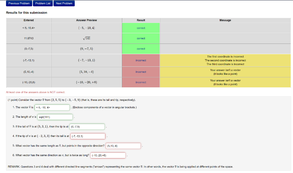 Solved Previous Problem Problern List Next Problem Results | Chegg.com