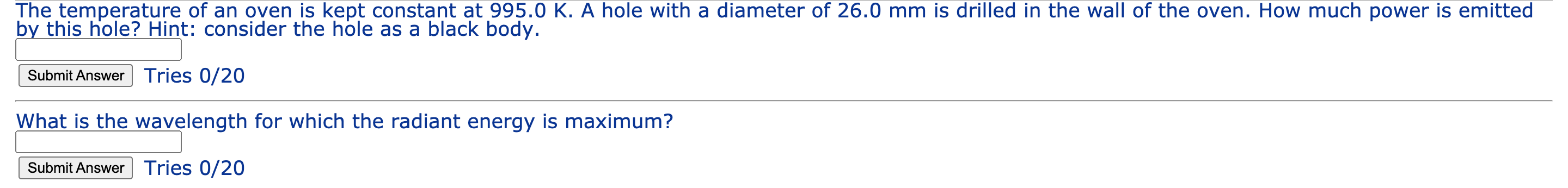 Solved The temperature of an oven is kept constant at 995.0 | Chegg.com