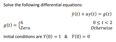 Solved Solve the following differential equations: 𝑦̈(𝑡) + | Chegg.com