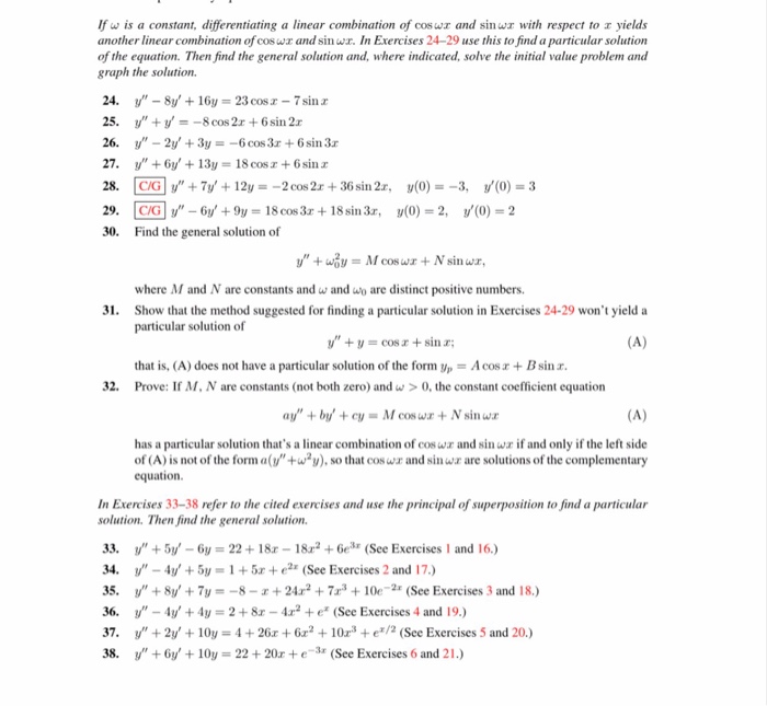 Solved If omega is a constant, differentiating a linear | Chegg.com