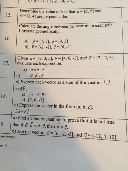 Solved Determine the value of k so that 7-12, 5] and 15. [k, | Chegg.com