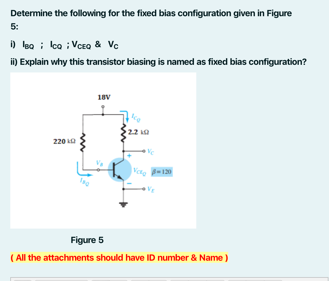 Solved Determine the following for the fixed bias | Chegg.com