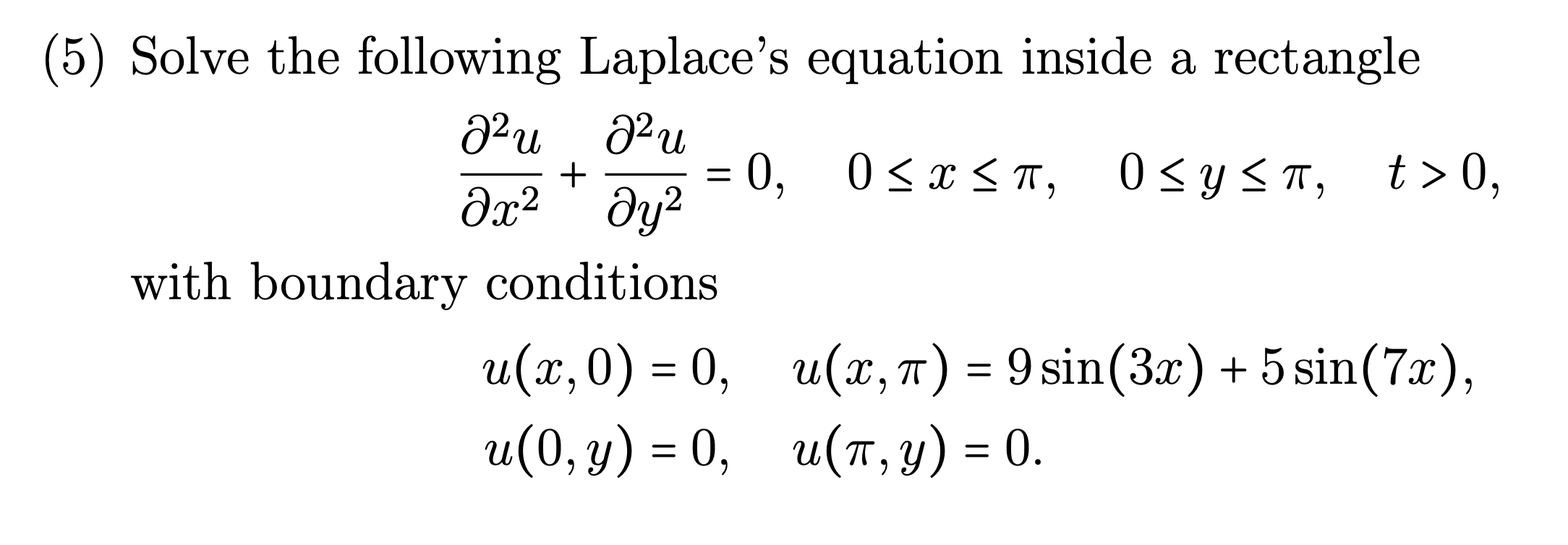 Solved + = (5) Solve The Following Laplace's Equation Inside | Chegg.com