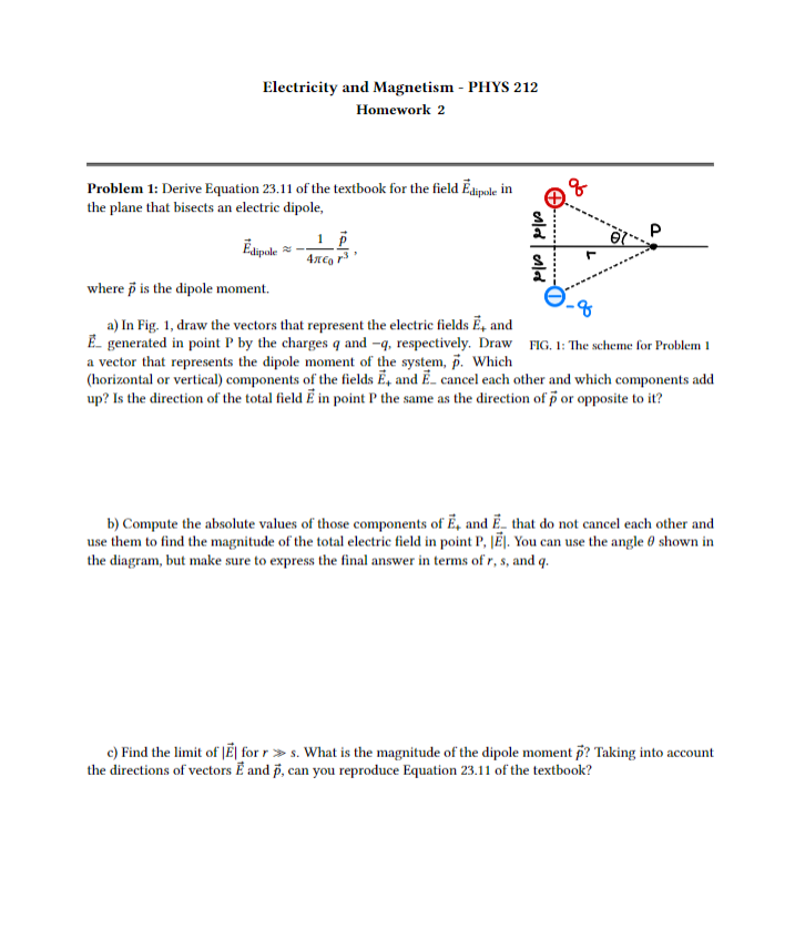 Solved Electricity And Magnetism - PHYS 212 Homework 2 | Chegg.com