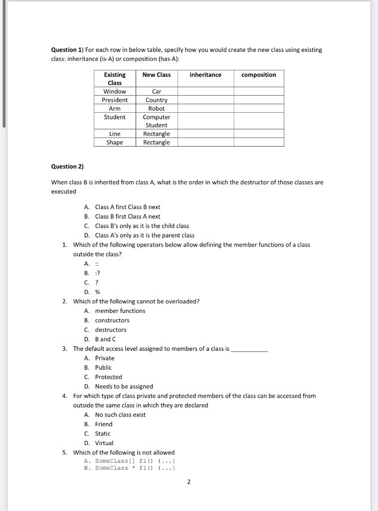 Solved Question 1) For each row in below table, specify how | Chegg.com