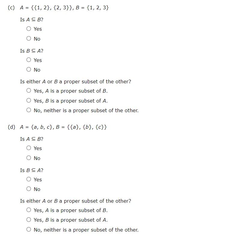 Solved In Each Of (a)-(f), Answer The Following Questions: | Chegg.com