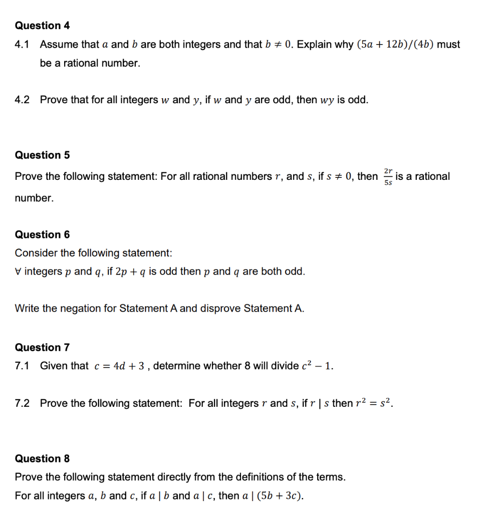 Solved Question 4 4.1 Assume That A And B Are Both Integers | Chegg.com