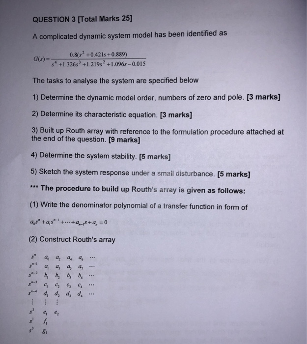 Solved QUESTION 3 [Total Marks 25] A complicated dynamic | Chegg.com