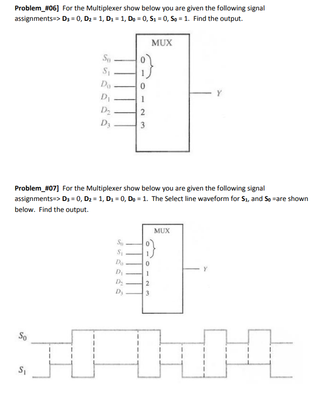 Solved Problem_#06] For the Multiplexer show below you are | Chegg.com