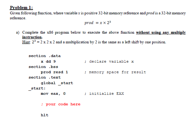 Solved Problem 1: Given following function, where variablex | Chegg.com