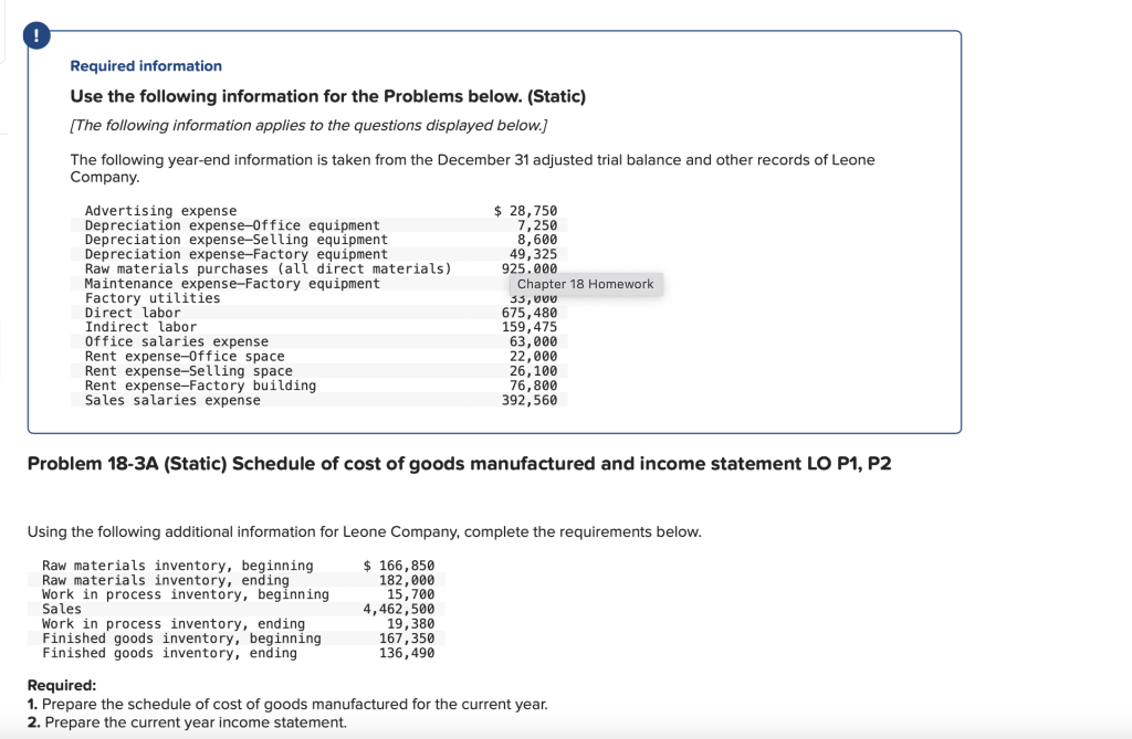 Required information Use the following information | Chegg.com