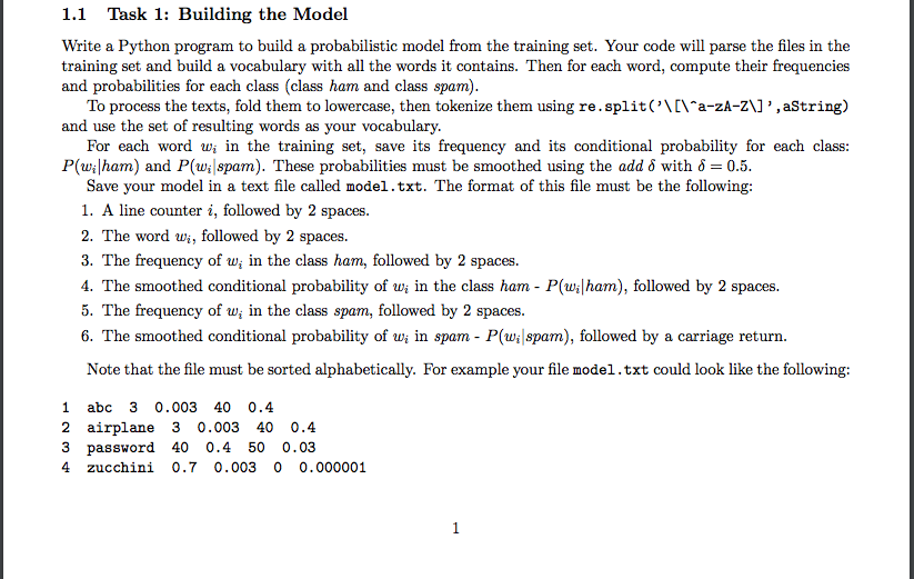 1.1 Task 1: Building the Model Write a Python program | Chegg.com