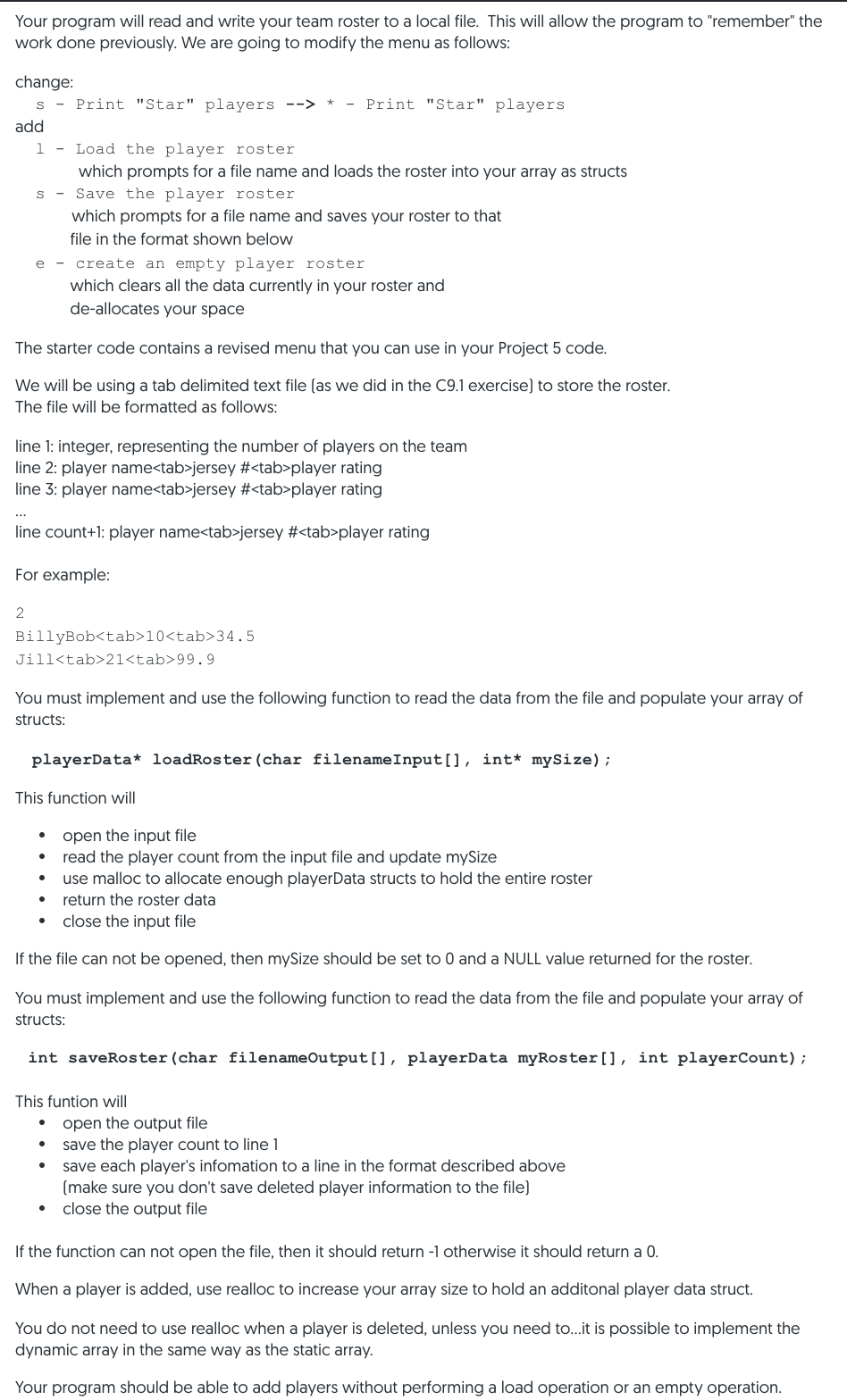 Solved This project is going to build on a previous program | Chegg.com