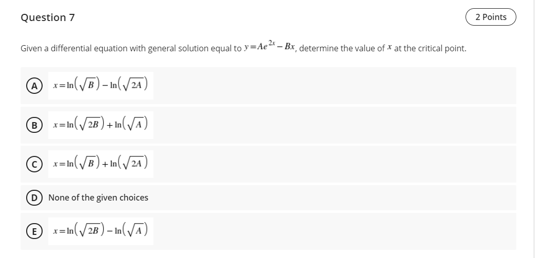 Solved Question 7 2 Points Given a differential equation | Chegg.com