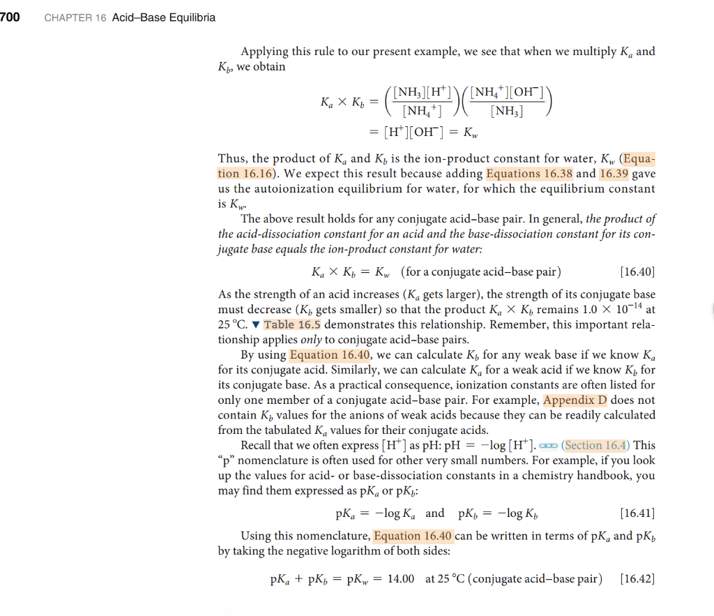 16.8 Relationship Between Ka And Kb We Have Seen In A | Chegg.com