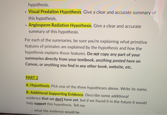 definition of visual predation hypothesis