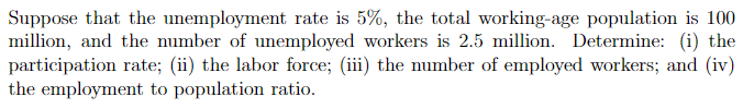 Solved Suppose That The Unemployment Rate Is 5%, The Total | Chegg.com