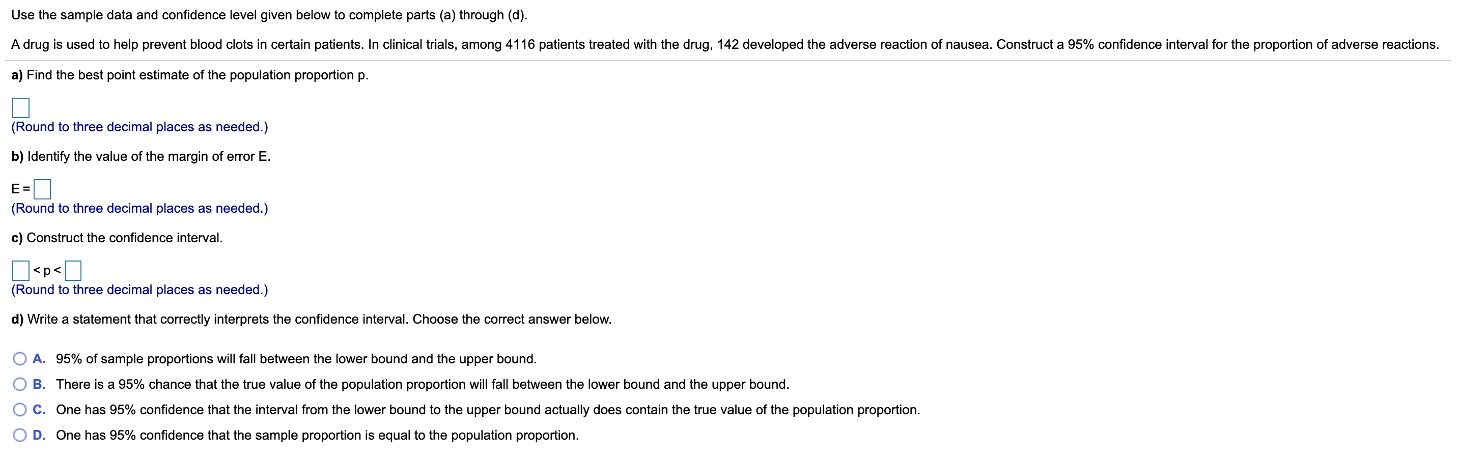 Solved Use the sample data and confidence level given below | Chegg.com