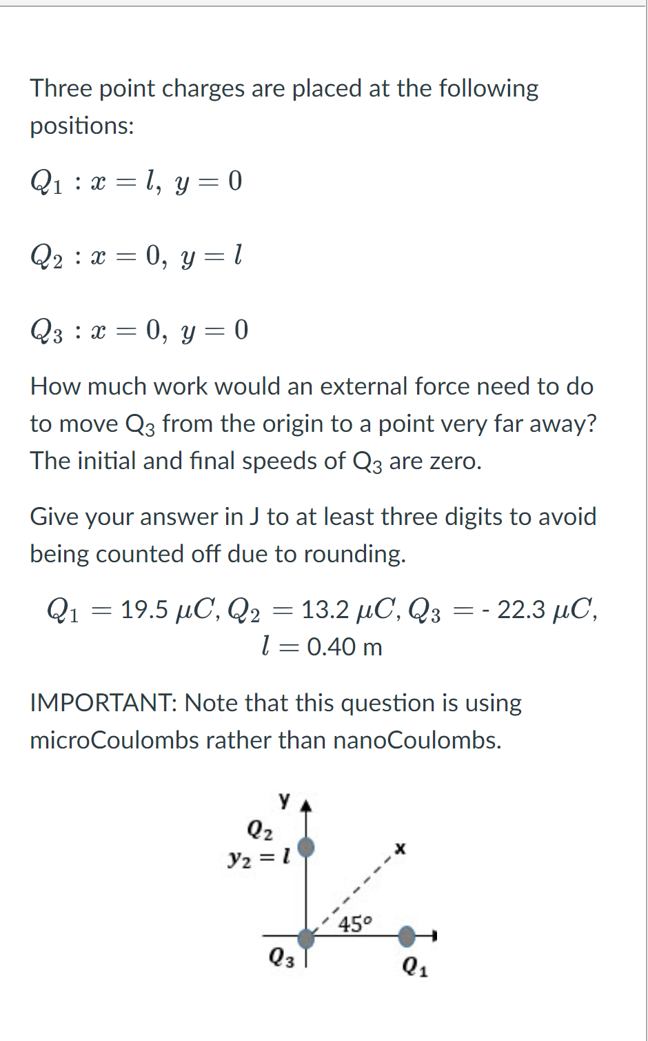 Solved Three point charges are placed at the following | Chegg.com
