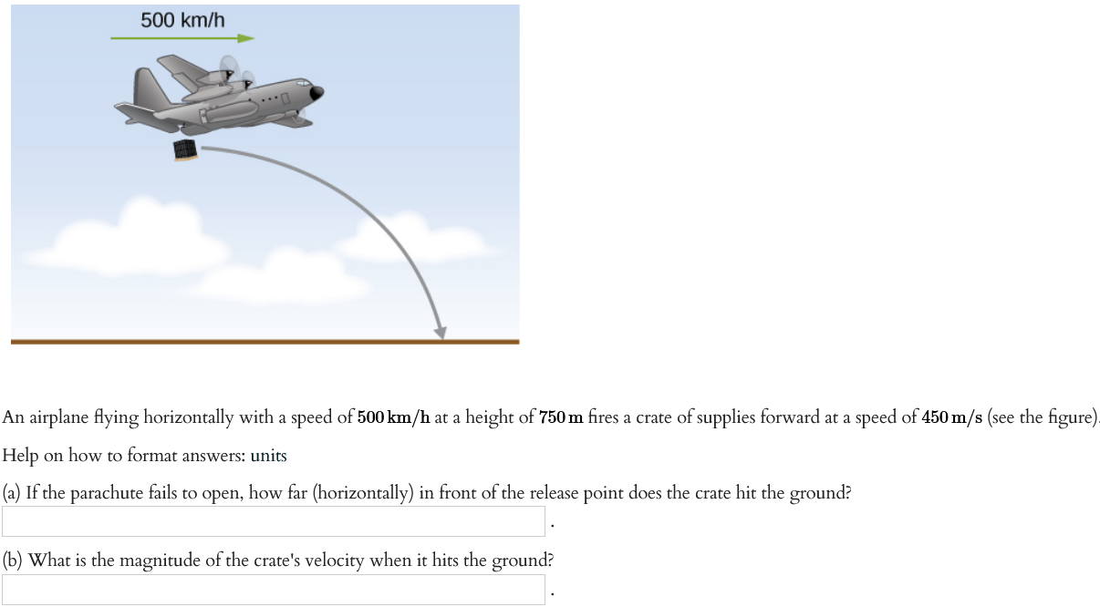 Solved An Airplane Flying Horizontally With A Speed Of 500 | Chegg.com