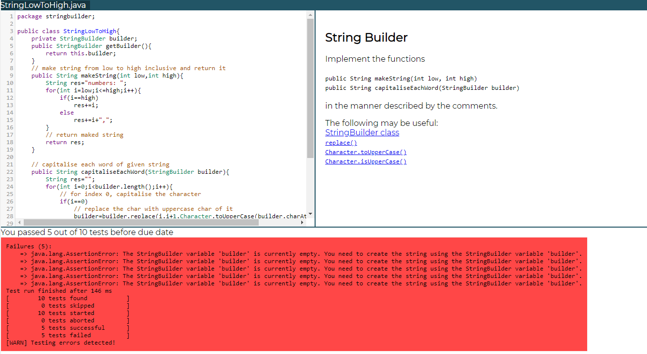 Solved package stringbuilder; public class StringLowToHigh{ | Chegg.com