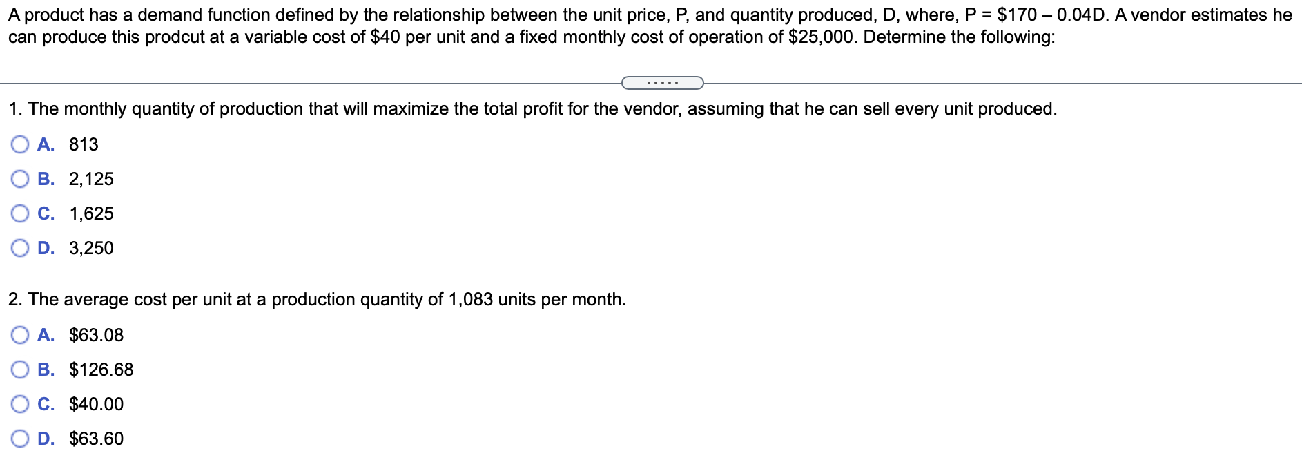 Solved A product has a demand function defined by the