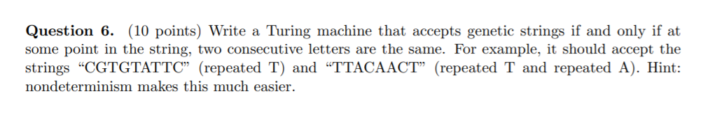 Question 6. (10 Points) Write A Turing Machine That | Chegg.com