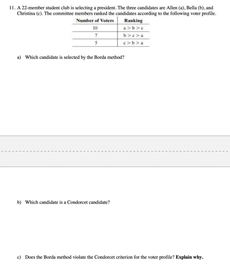 Solved 11. A 22-member student club is selecting a | Chegg.com